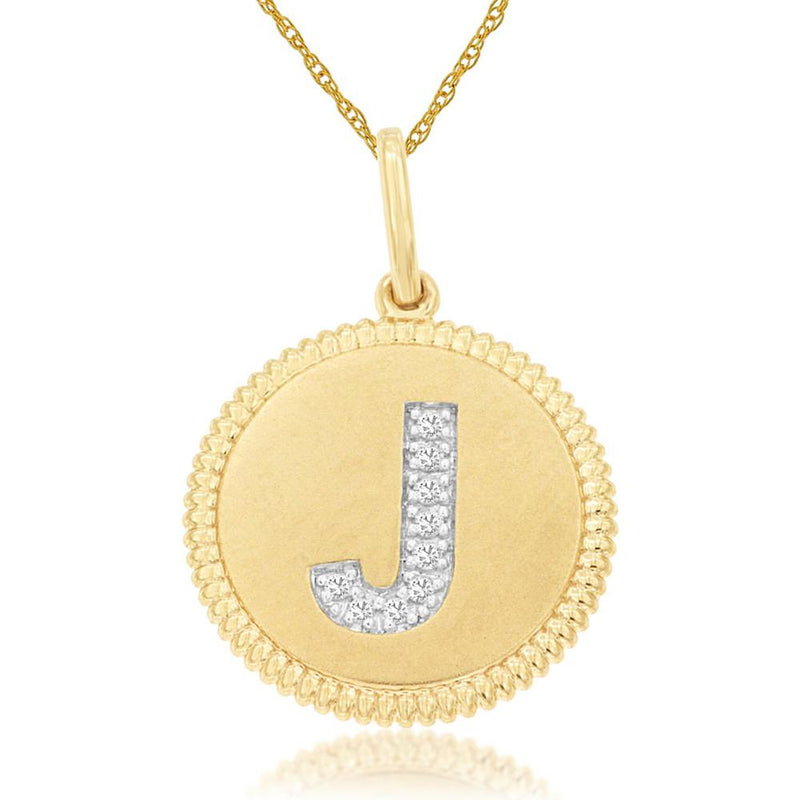 Royal 14K Yellow Gold Initial Diamond Pendant J - Personalized Elegance