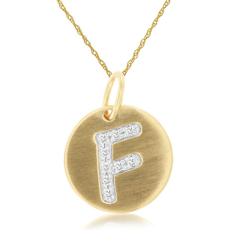 Royal 14K Yellow Gold Initial Diamond Pendant - Letter F