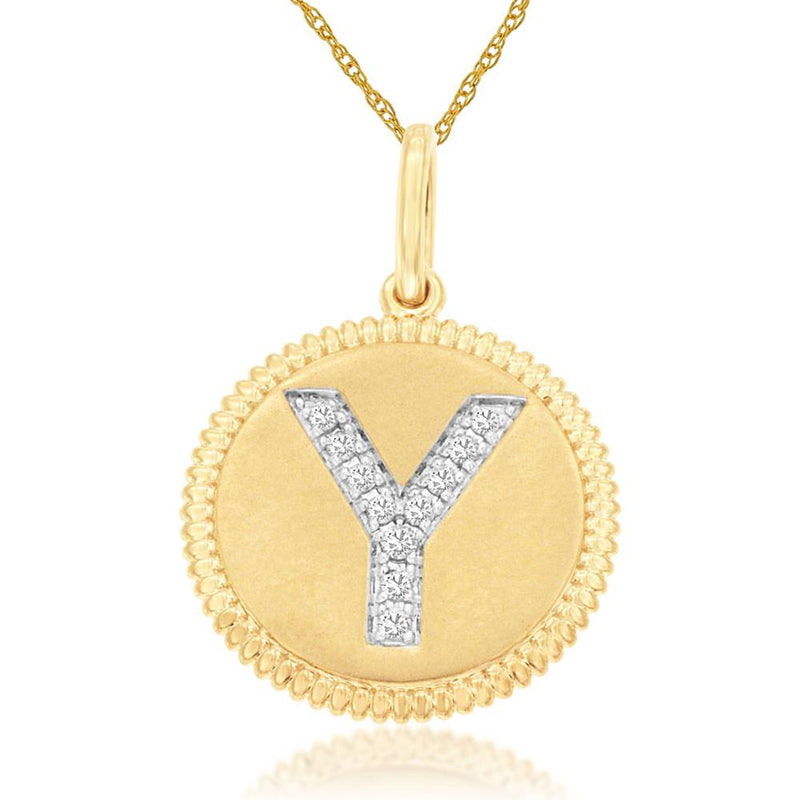 Royal 14K Yellow Gold Initial Diamond Pendant Necklace - Personalized Luxury