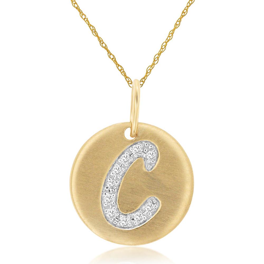 Royal 14K Yellow Gold Initial Diamond Pendant Necklace with 0.05 Carat Diamonds