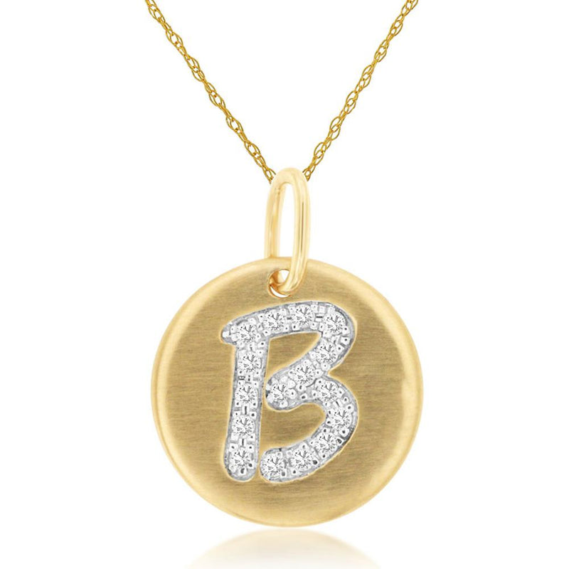 Royal 14K Yellow Gold Initial Diamond Pendant - Personalized Elegance