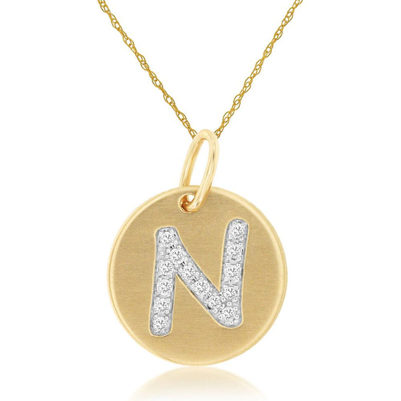 Royal 14K Yellow Gold Initial Diamond Pendant - Personalized Elegance