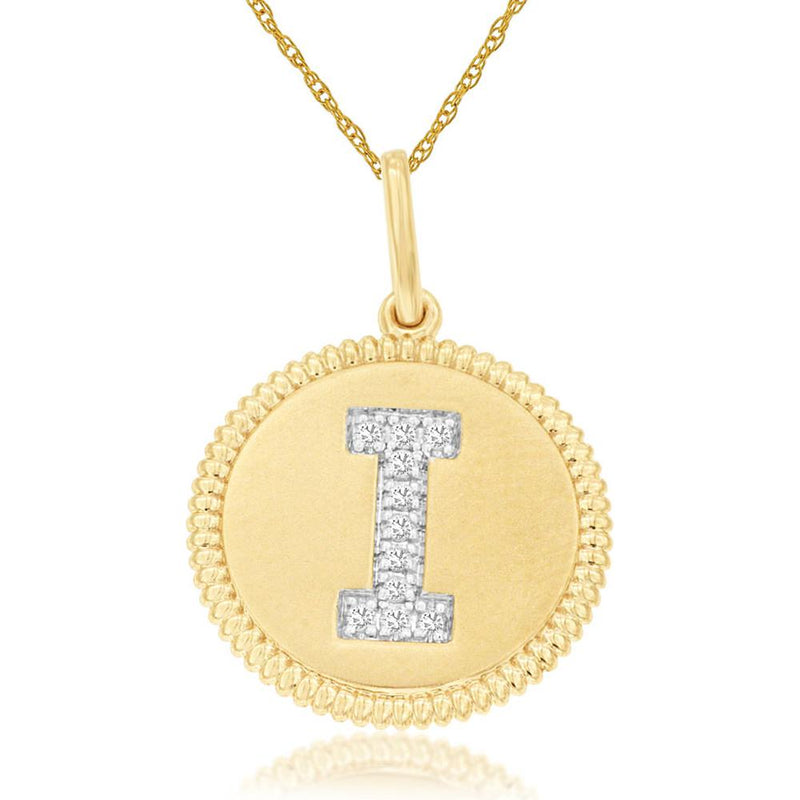 Royal 14K Yellow Gold Initial Diamond Pendant - Personalized Elegance