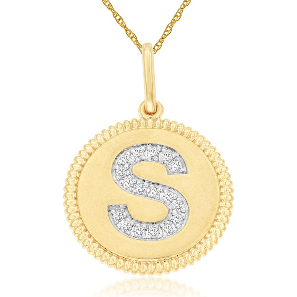 Royal 14K Yellow Gold Initial Diamond Pendant - Personalized Jewelry
