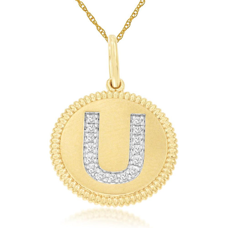 Royal 14K Yellow Gold Initial Diamond Pendant - Personalized Jewelry Piece