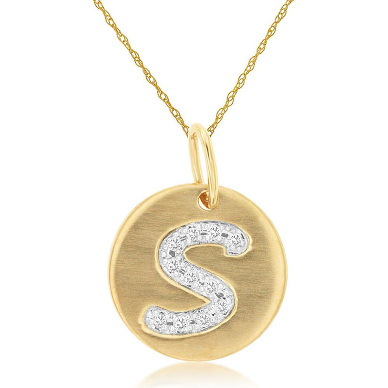 Royal 14K Yellow Gold Initial Diamond Pendant - Personalized Necklace