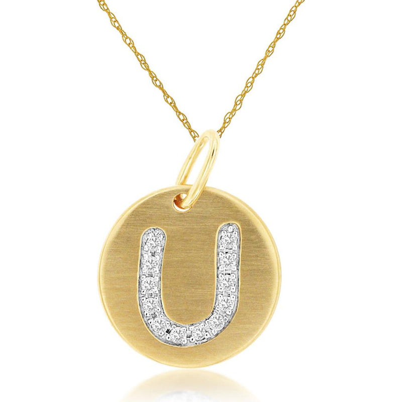 Royal 14K Yellow Gold Initial Diamond Pendant - Personalized Necklace