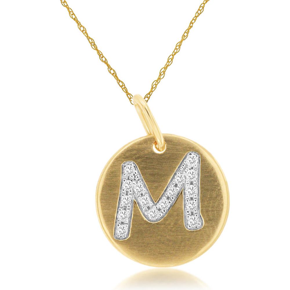 Royal 14K Yellow Gold Initial Diamond Pendant with Diamond Accent - 0.08 Carats Total Diamond Weight