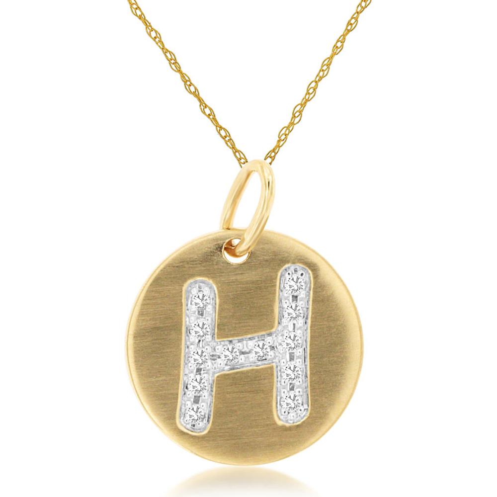 Royal 14K Yellow Gold Initial 'H' Diamond Pendant Necklace - 0.06 Carat Total Diamond Weight