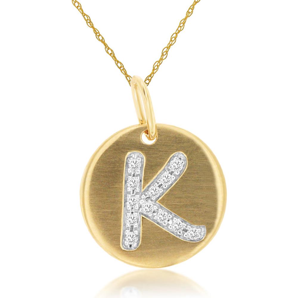 Royal 14K Yellow Gold Initial "K" Pendant with Diamonds - 0.06 Carats Total Diamond Weight
