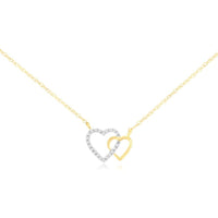Royal 14K Yellow Gold Interlocking Hearts Pendant Necklace with Diamonds - 0.05 Carats Total Diamond Weight