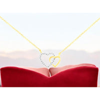 Royal 14K Yellow Gold Interlocking Hearts Pendant Necklace with Diamonds - 0.05 Carats Total Diamond Weight