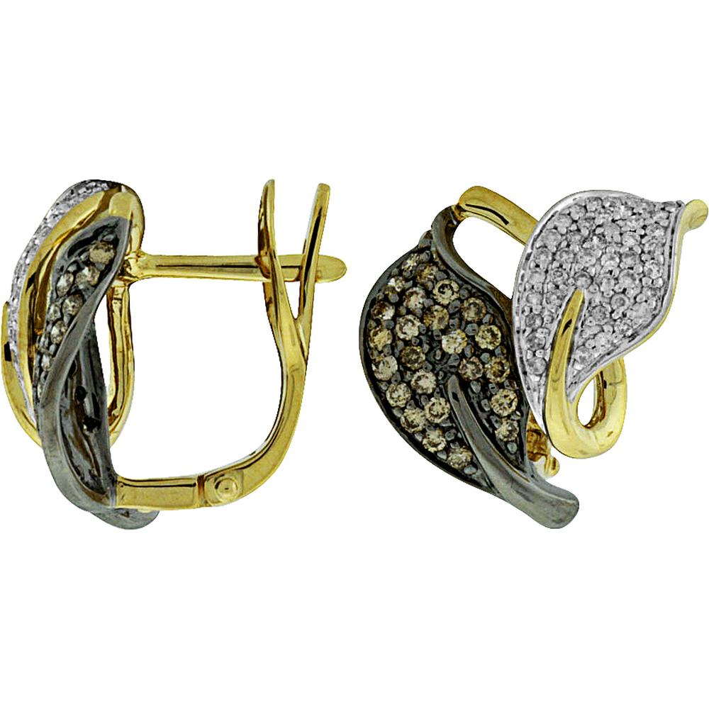 Royal 14K Yellow Gold Leaf Diamond & Mocha Diamond Earrings - 0.91 Carat Total Diamond Weight