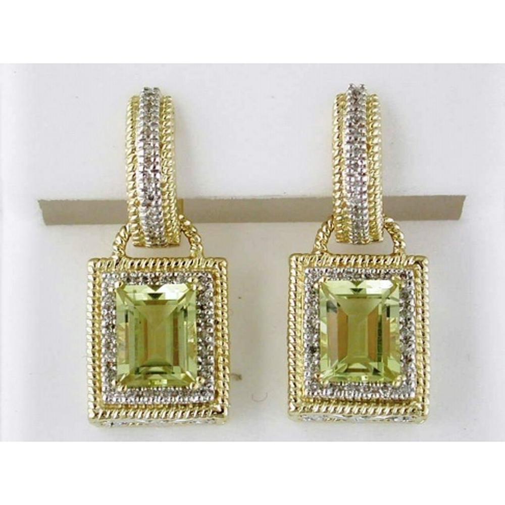 Royal 14K Yellow Gold Lemon Quartz & Diamond Earrings - Enchanted Sunlight Symphony