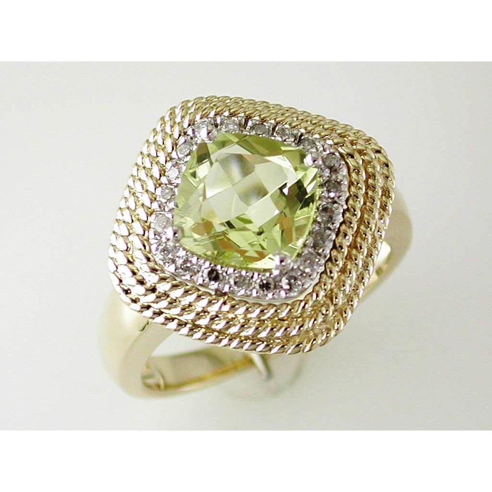 Royal 14K Yellow Gold Lemon Quartz & Diamond Ring - 2.16 Carat Total Gem Weight