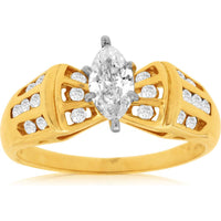 Royal 14K Yellow Gold Marquise-Cut Diamond Engagement Ring - 0.72 Carat Total Diamond Weight