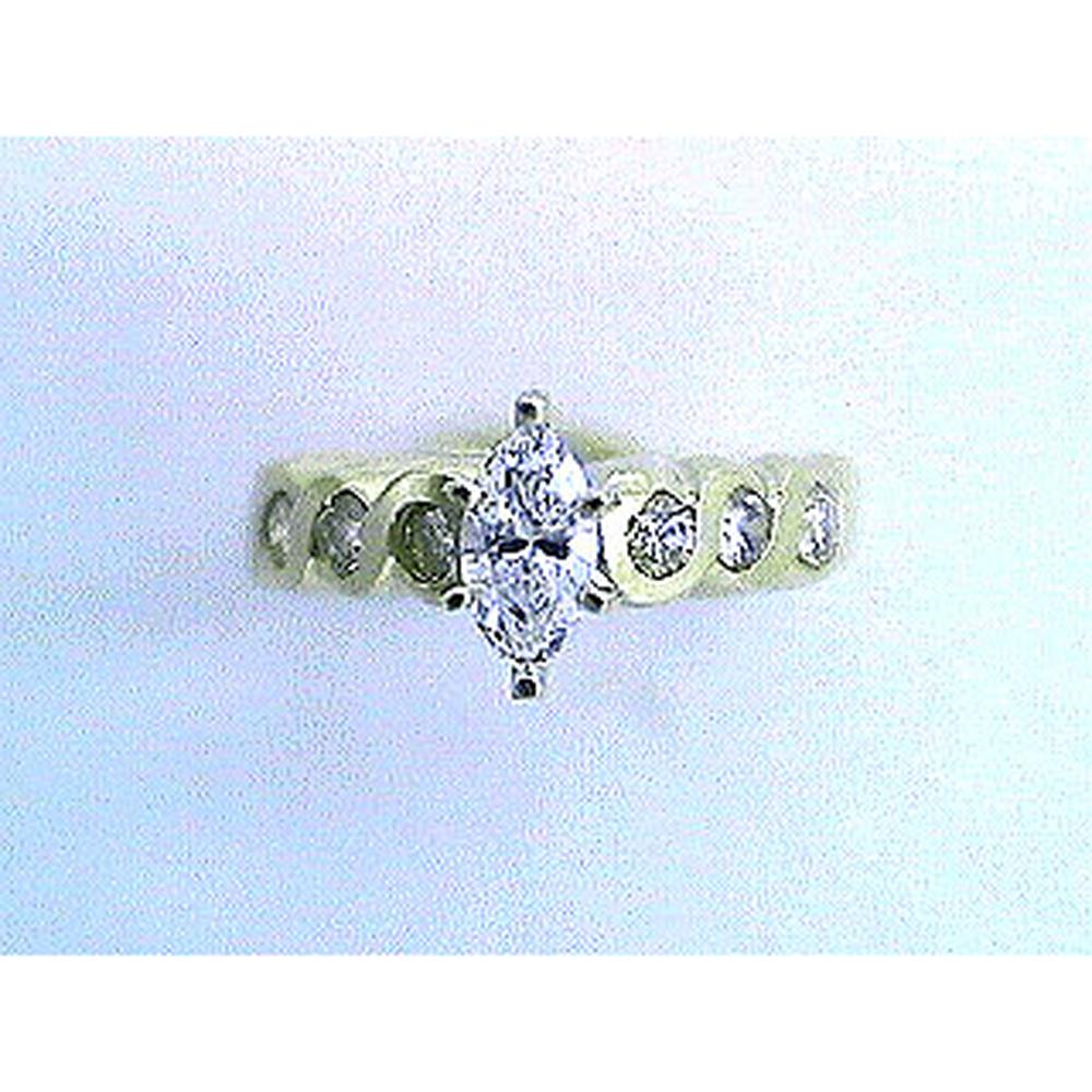 Royal 14K Yellow Gold Marquise-Cut Diamond Engagement Ring - 0.79 Carat Total Diamond Weight