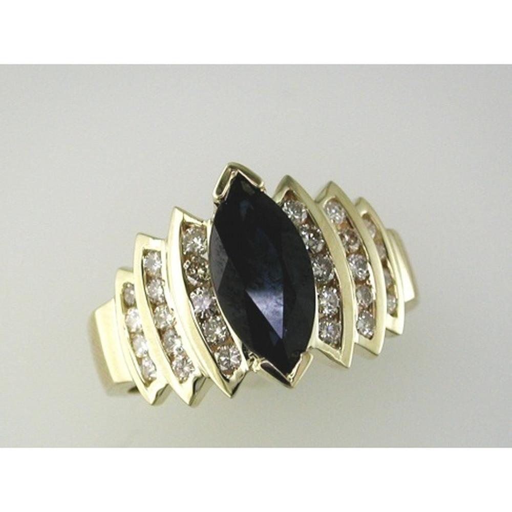 Royal 14K Yellow Gold Marquise-cut Sapphire & Diamond Ring - 2.62 Carat Total Gem Weight