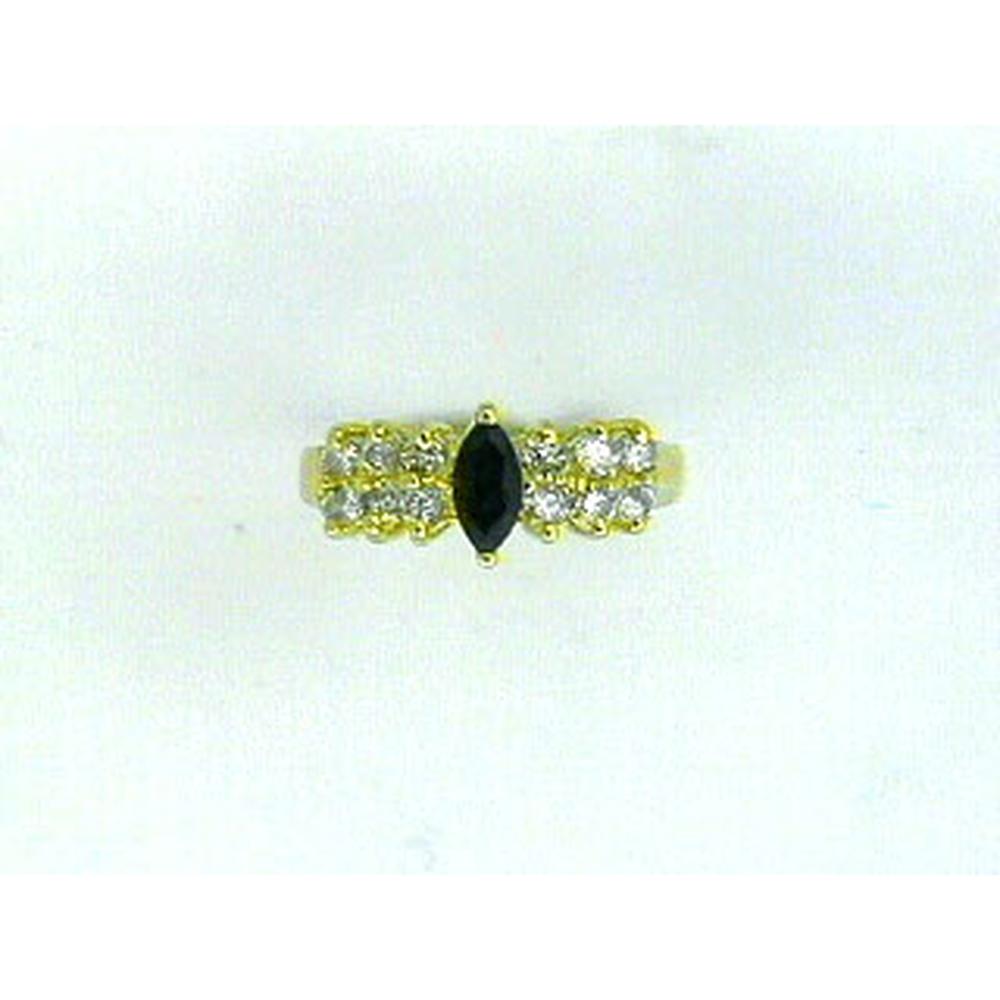 Royal 14K Yellow Gold Marquise Diamond and Color Stone Ring - 0.66 Carat Total Gem Weight