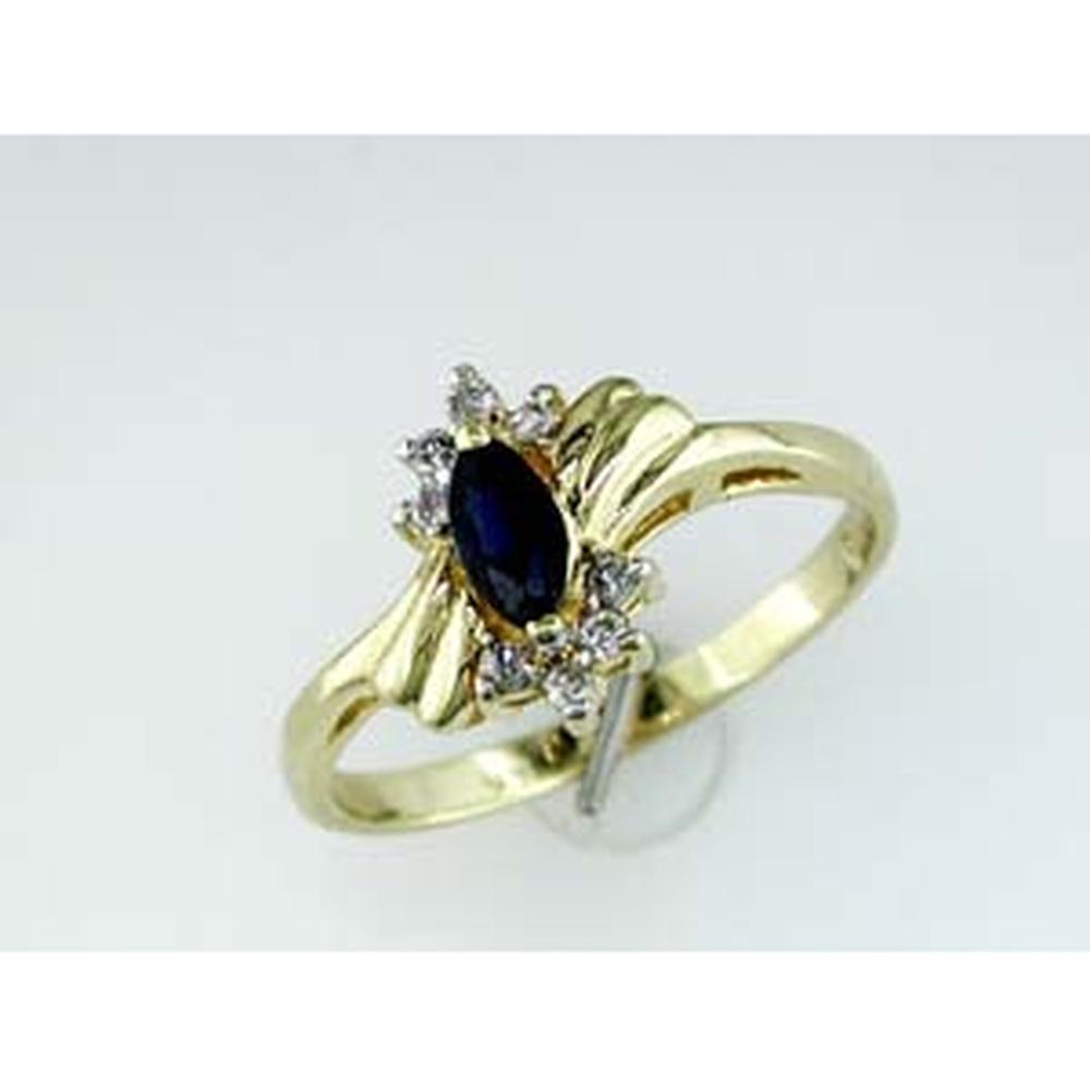 Royal 14K Yellow Gold Marquise Diamond & Color Stone Ring - Sparkling Elegance