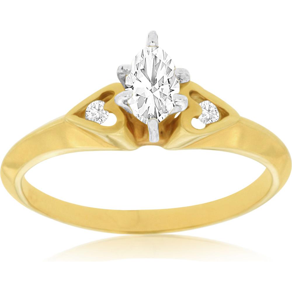 Royal 14K Yellow Gold Marquise Diamond Engagement Ring - 0.25 Carat Total Diamond Weight