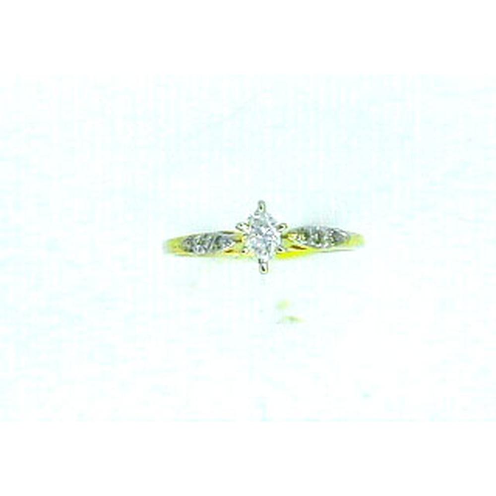 Royal 14K Yellow Gold Marquise Diamond Engagement Ring - 0.26 Carat Center