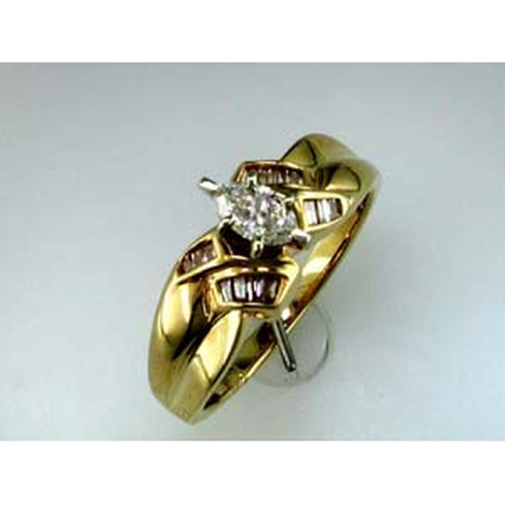 Royal 14K Yellow Gold Marquise Diamond Engagement Ring - 0.27 Carat Center