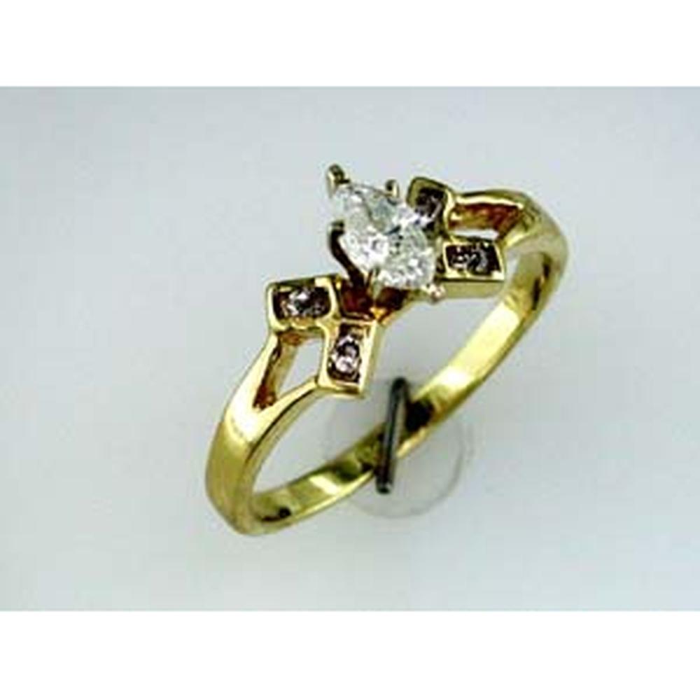Royal 14K Yellow Gold Marquise Diamond Engagement Ring - 0.30 Carat Center, 0.08 Carat Total Weight