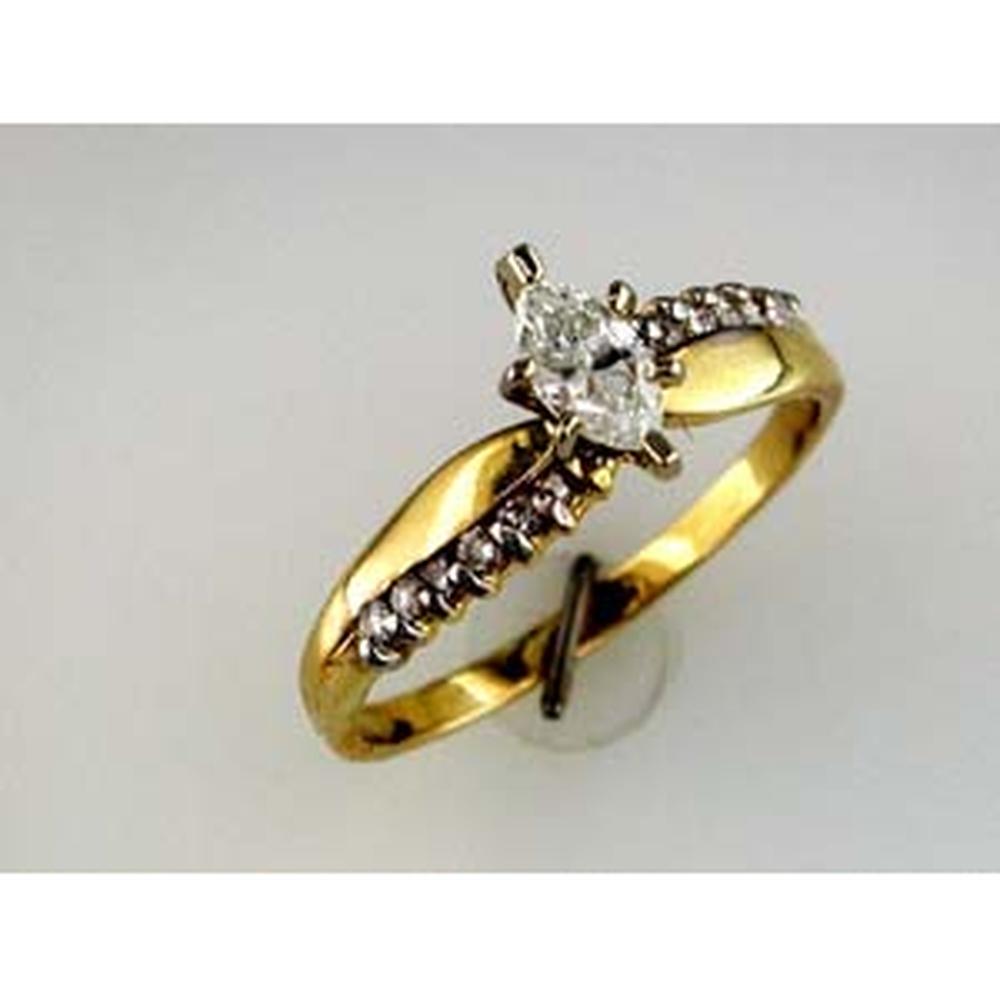 Royal 14K Yellow Gold Marquise Diamond Engagement Ring - 0.30 Carat Center, 0.20 Carat Total Weight
