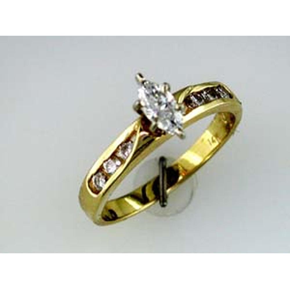 Royal 14K Yellow Gold Marquise Diamond Engagement Ring - 0.32 Carat Center, 0.25 Carat Total