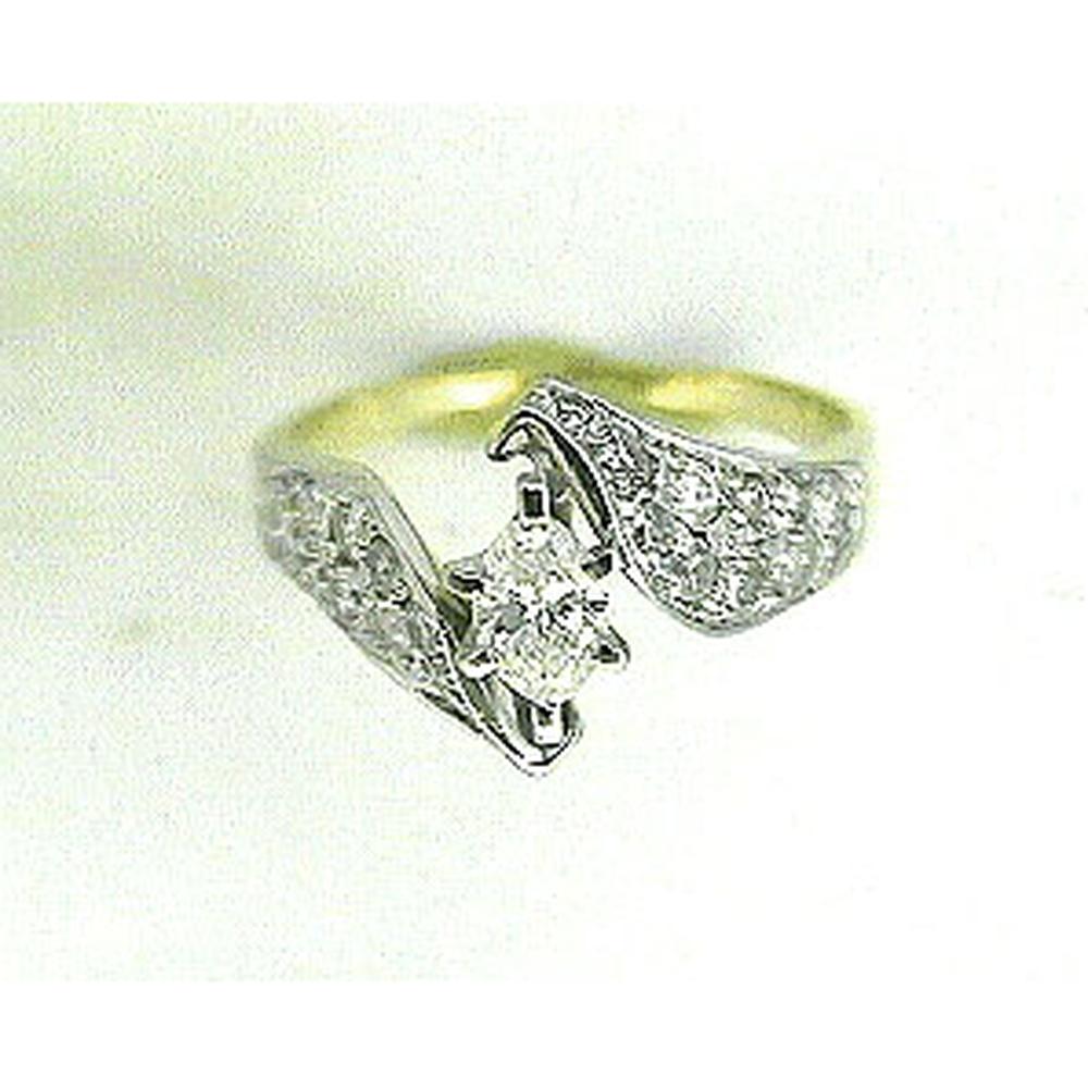 Royal 14K Yellow Gold Marquise Diamond Engagement Ring - 0.36 Carat Center - 0.60 Carat Total Diamond Weight
