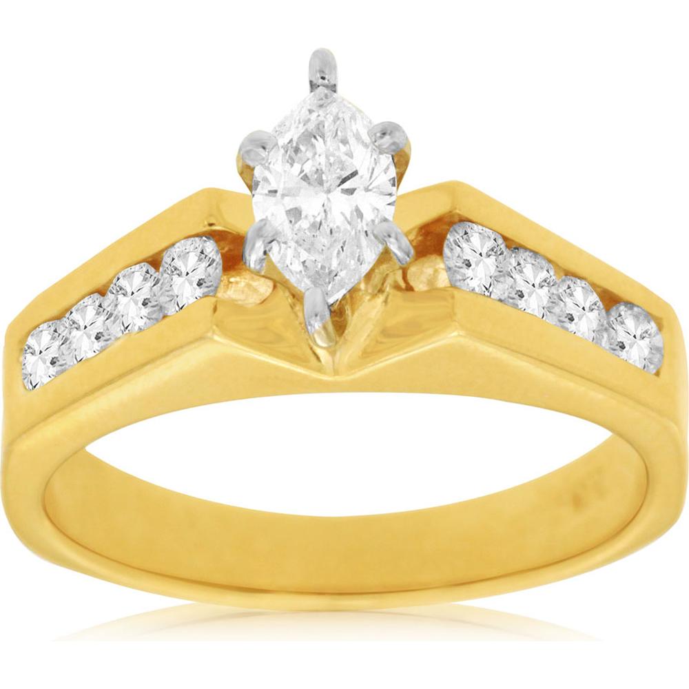 Royal 14K Yellow Gold Marquise Diamond Engagement Ring - 0.36 Carat Main Stone