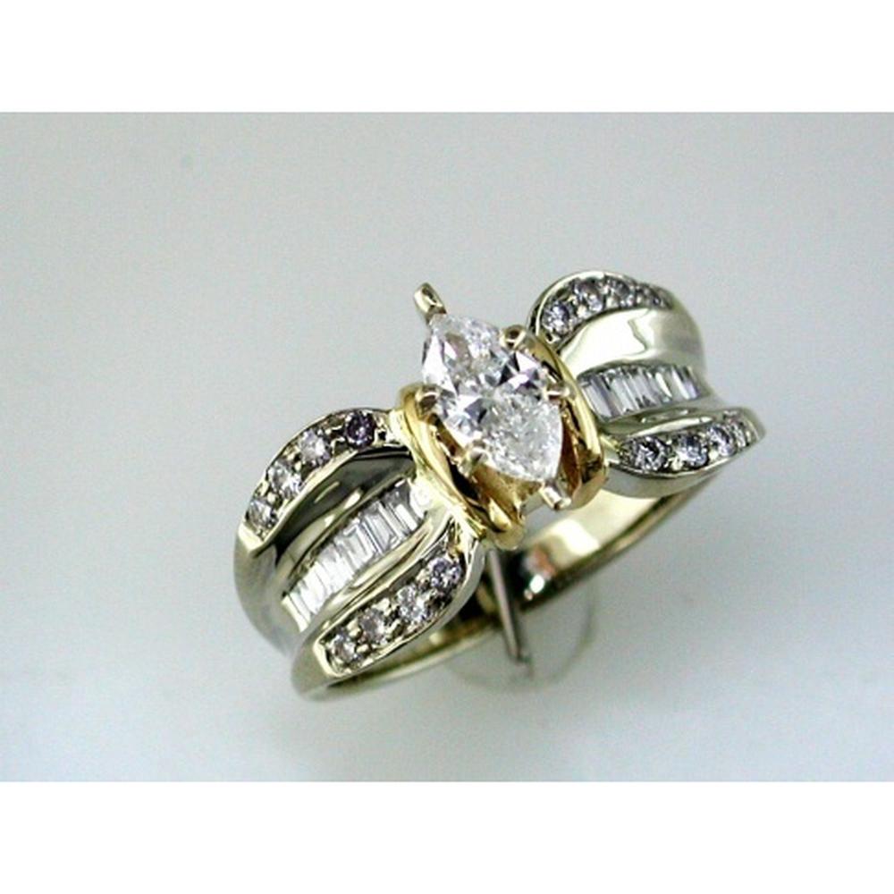 Royal 14K Yellow Gold Marquise Diamond Engagement Ring - 0.40 Carat Center, 0.45 Carat Total Diamond Weight