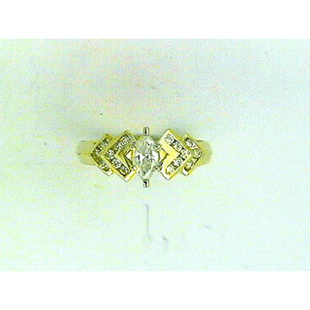 Royal 14K Yellow Gold Marquise Diamond Engagement Ring - 0.42 Carat Center Diamond