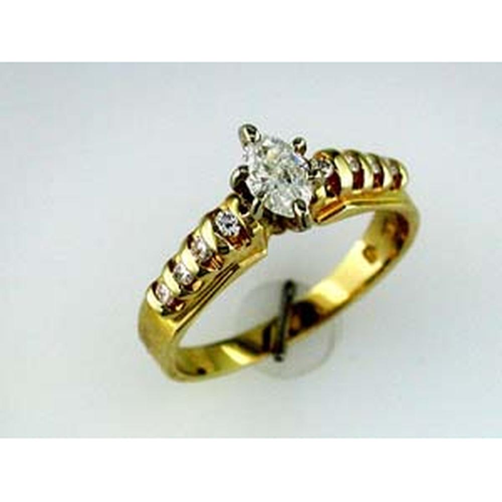 Royal 14K Yellow Gold Marquise Diamond Engagement Ring - 0.46 Carat Total Diamond Weight