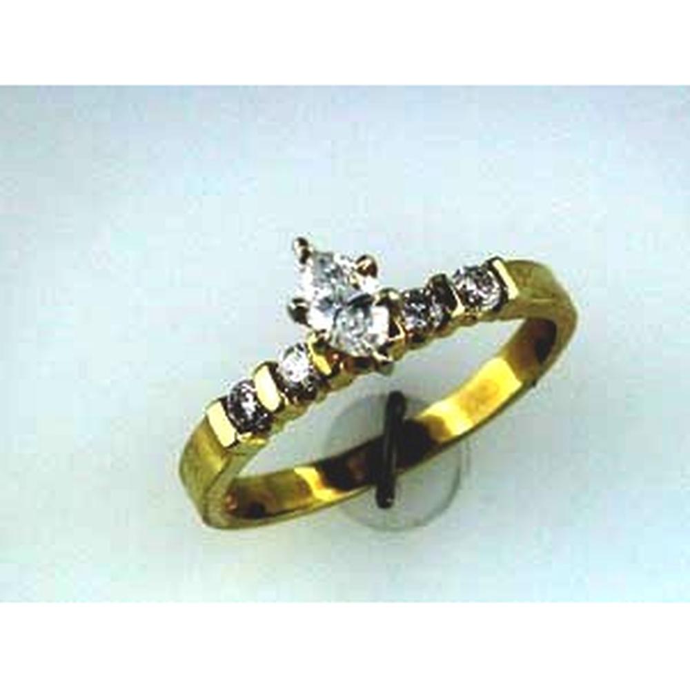 Royal 14K Yellow Gold Marquise Diamond Engagement Ring - 0.46 Carat Total Diamond Weight