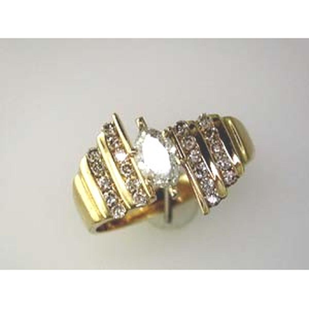 Royal 14K Yellow Gold Marquise Diamond Engagement Ring - 0.50 Carat Center - 0.41 Carat Accent