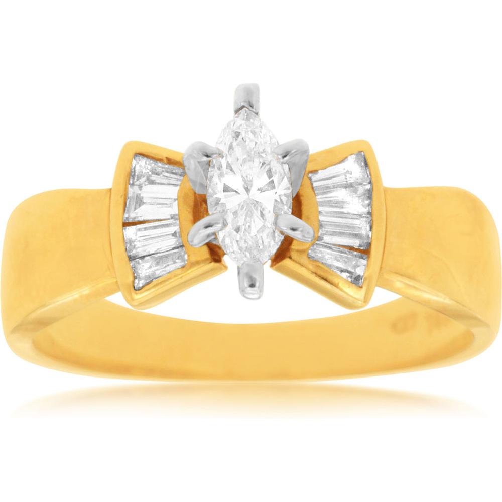 Royal 14K Yellow Gold Marquise Diamond Engagement Ring - 0.50 Carat Total Diamond Weight