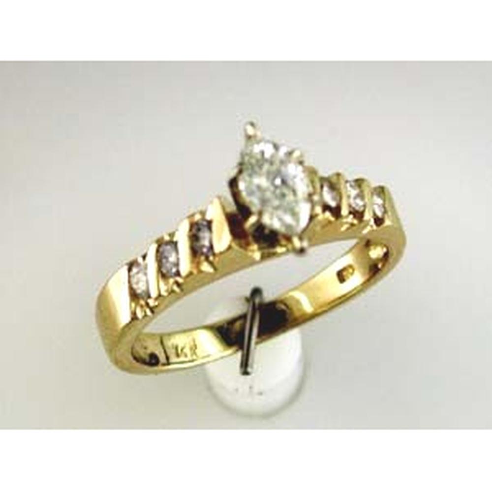 Royal 14K Yellow Gold Marquise Diamond Engagement Ring - 0.67 Carat Total Diamond Weight