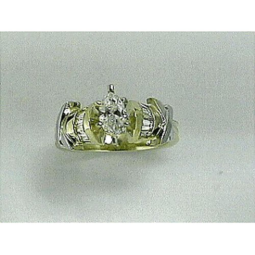 Royal 14K Yellow Gold Marquise Diamond Engagement Ring - 0.70 Carat Total Diamond Weight