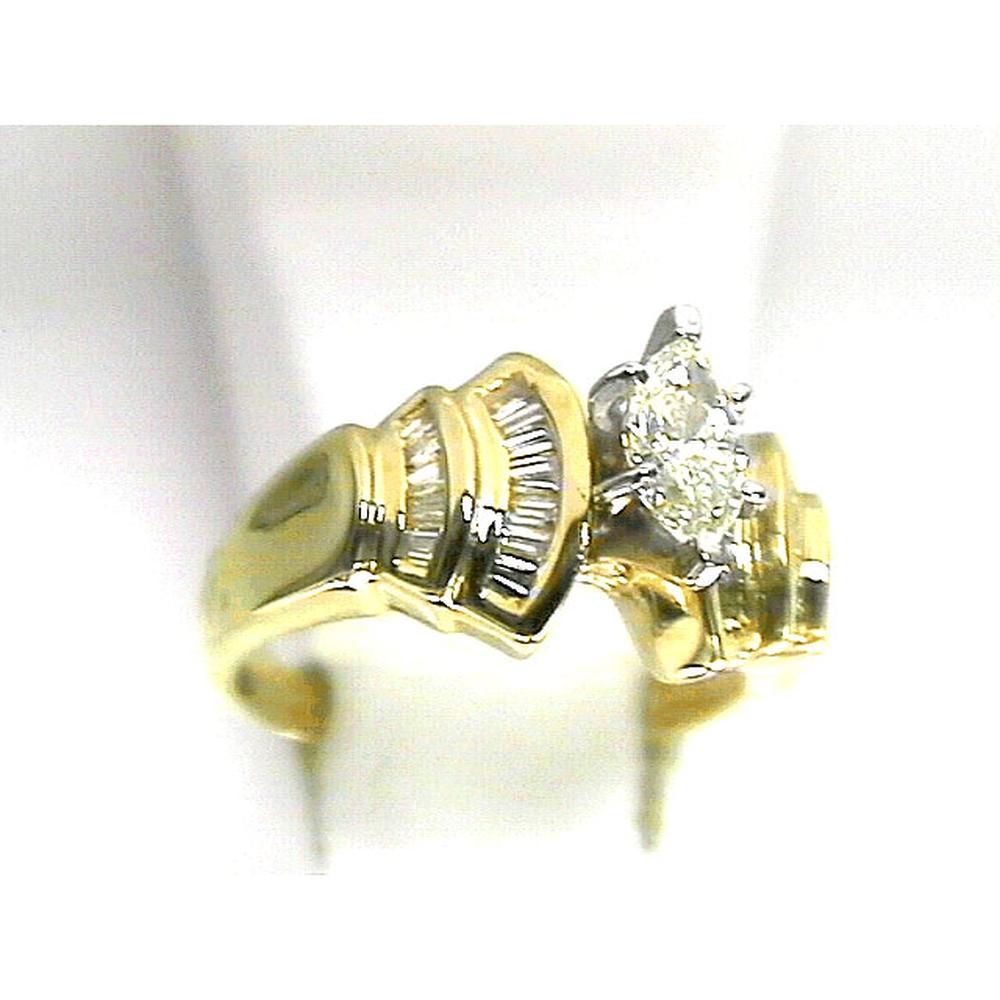 Royal 14K Yellow Gold Marquise Diamond Engagement Ring - 1.00 Carat Total Diamond Weight