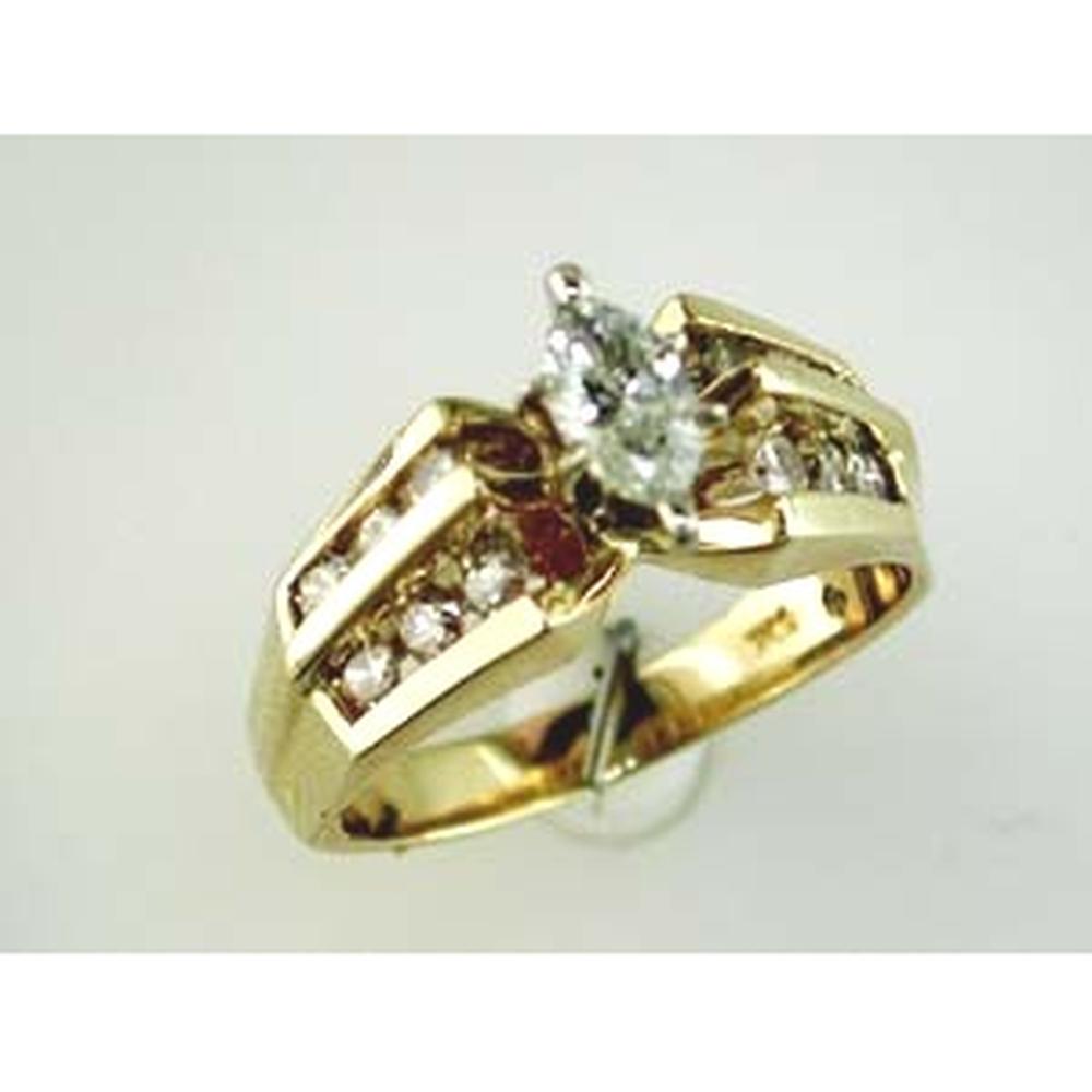 Royal 14K Yellow Gold Marquise Diamond Engagement Ring - 1.25 Carat Total Diamond Weight