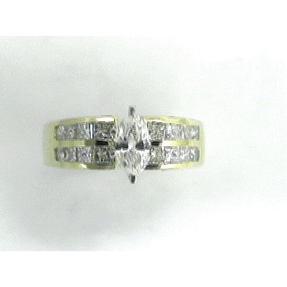 Royal 14K Yellow Gold Marquise Diamond Engagement Ring - 1.38 Carat Total Diamond Weight