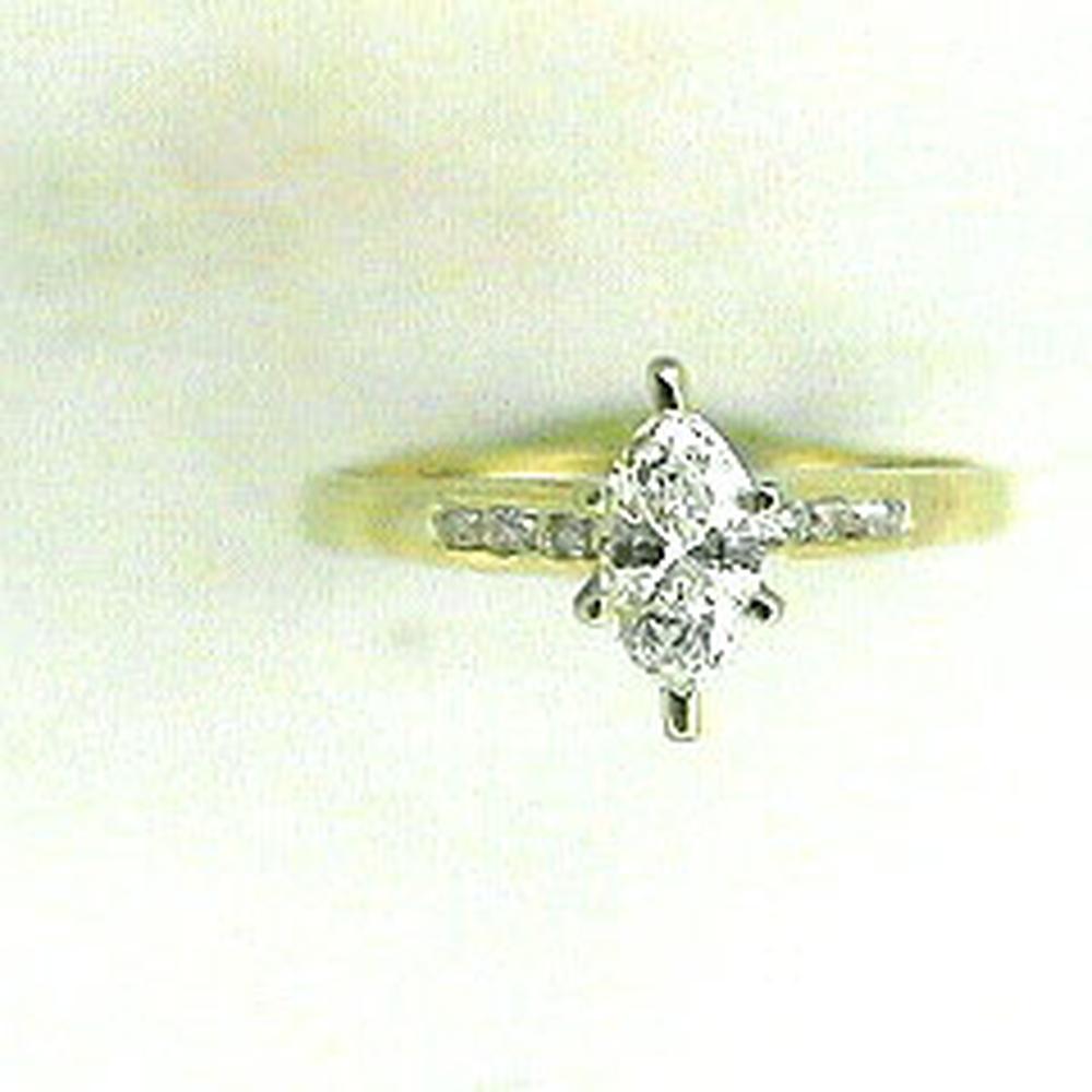 Royal 14K Yellow Gold Marquise Diamond Halo Engagement Ring - 0.30 Carat Center