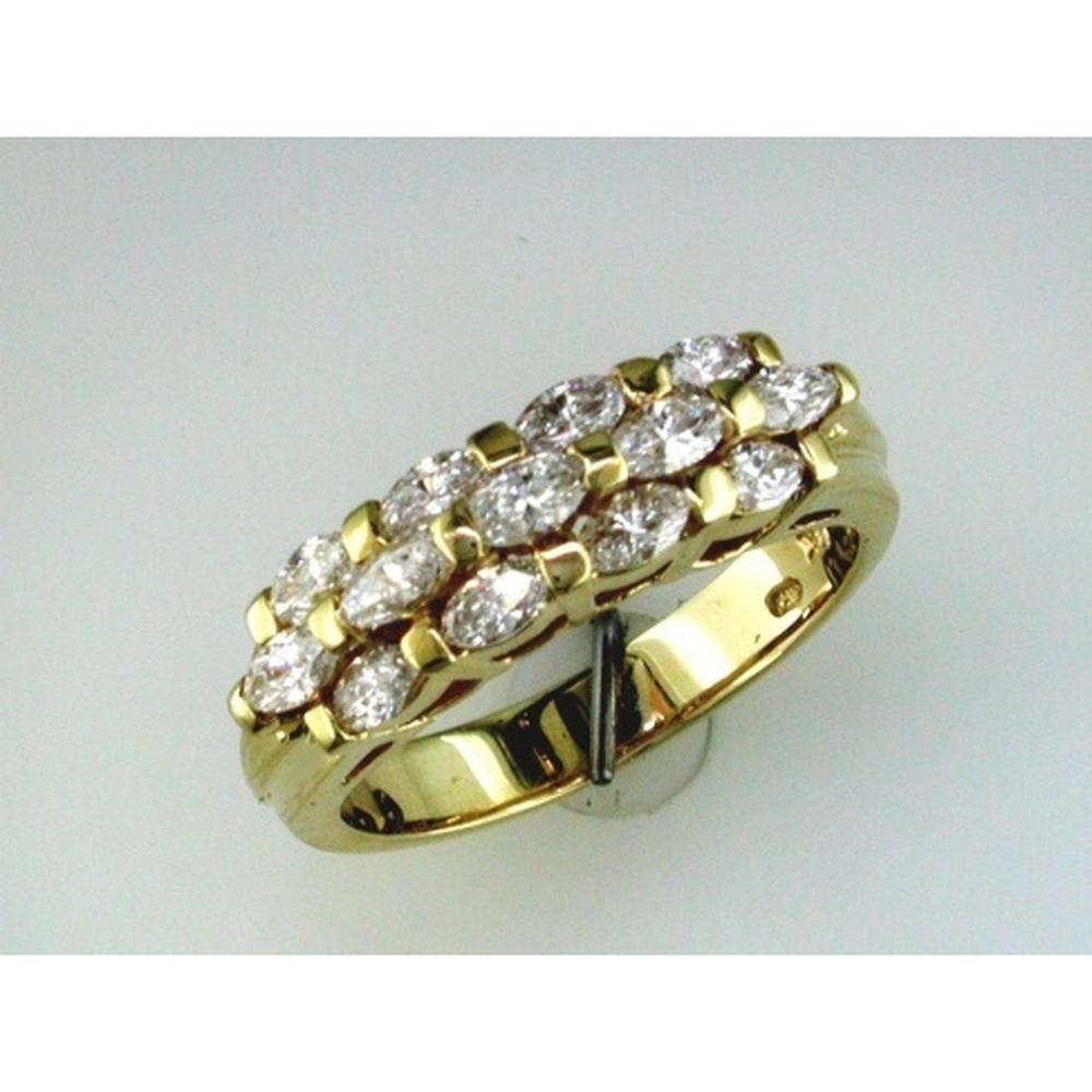 Royal 14K Yellow Gold Marquise Diamond Wedding Ring - 0.92 Carat Total Diamond Weight