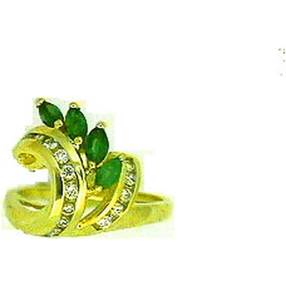 Royal 14K Yellow Gold Marquise Emerald & Diamond Ring - 0.32 Carat Total Gem Weight