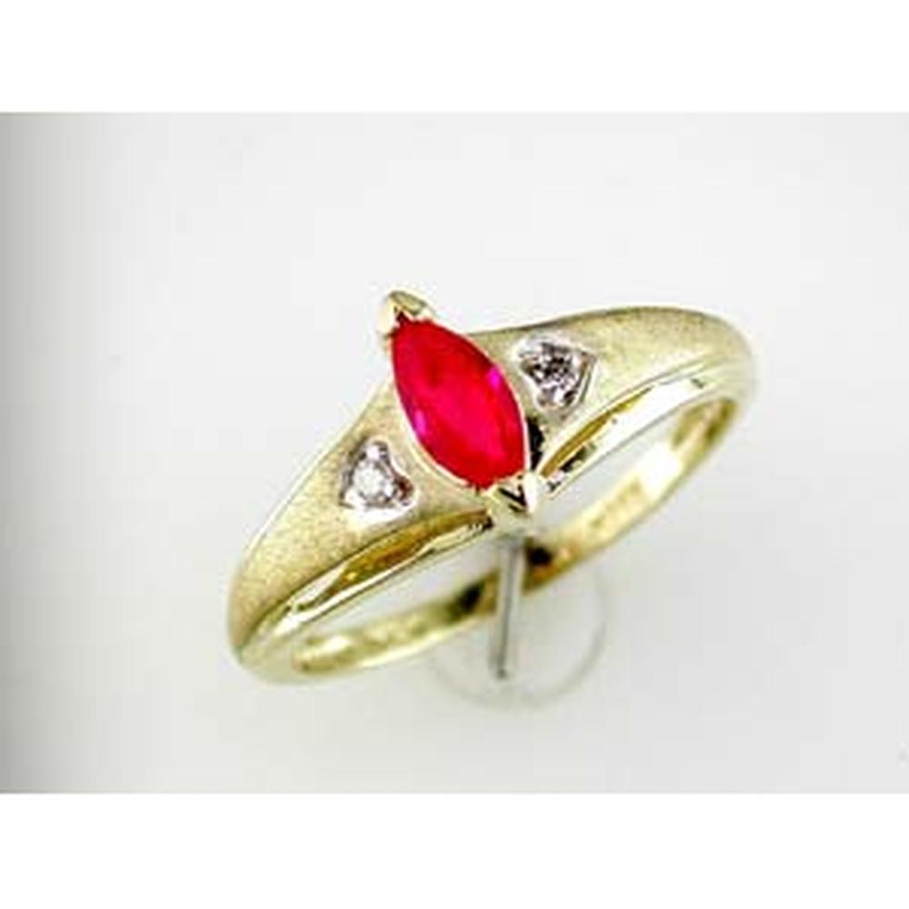 Royal 14K Yellow Gold Marquise Ruby & Diamond Halo Ring - 0.50 Carat Ruby, 0.03 Carat Diamonds