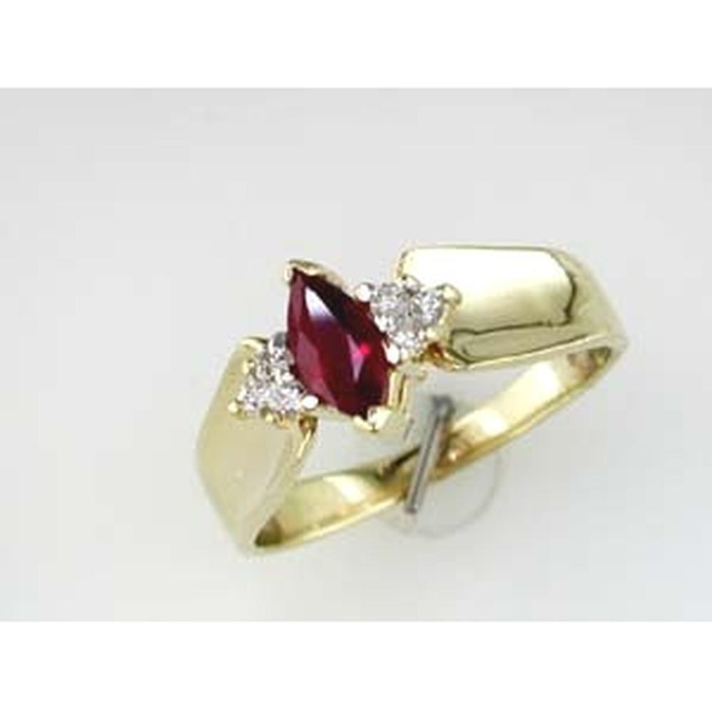 Royal 14K Yellow Gold Marquise Ruby & Diamond Ring - 0.62 Carat Total Gem Weight