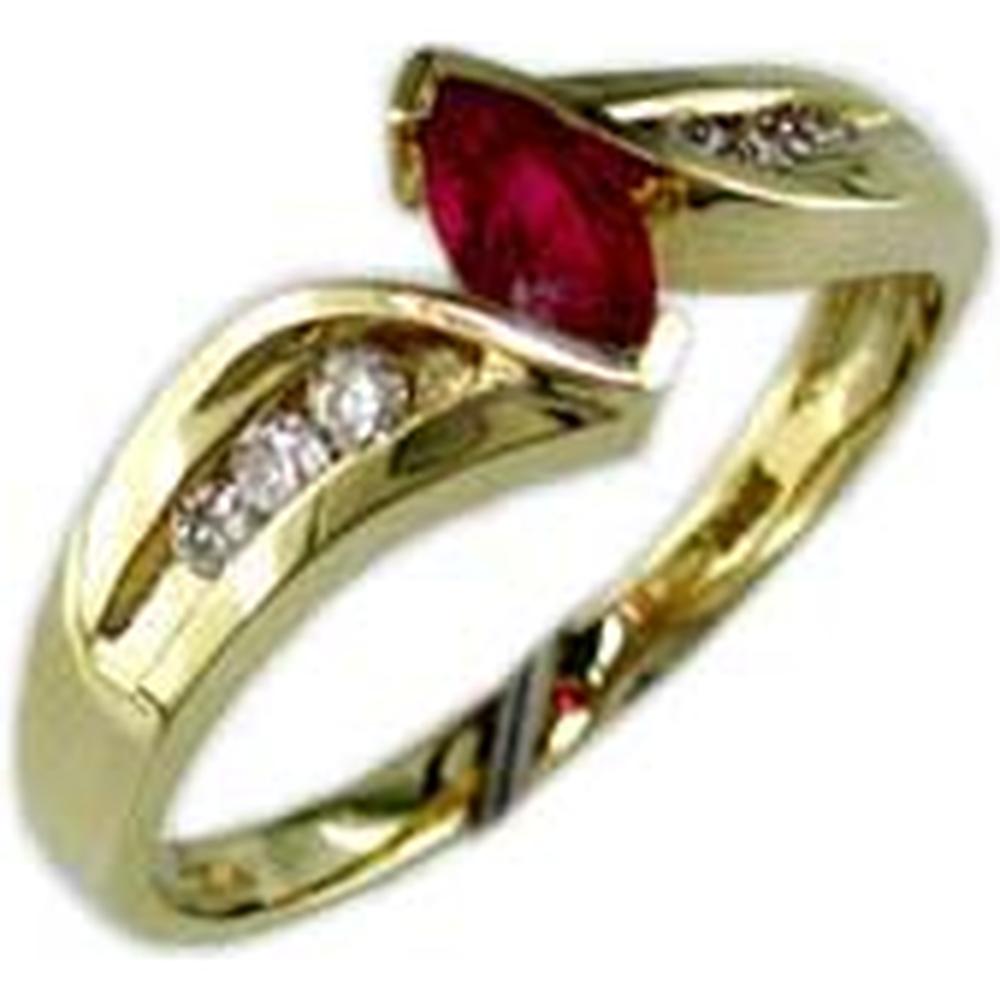 Royal 14K Yellow Gold Marquise Ruby & Diamond Ring - Timeless Elegance