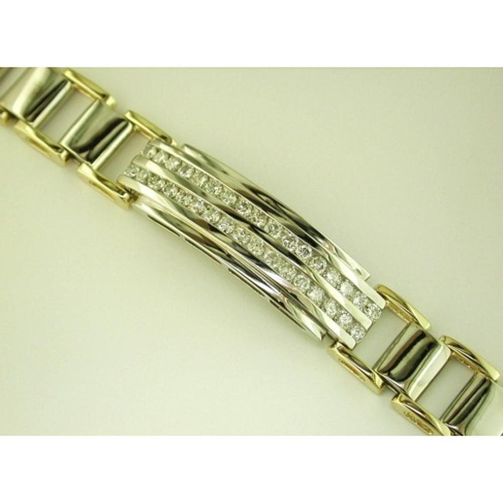 Royal 14K Yellow Gold Men's Diamond Bracelet with Round Diamonds - 1.94 Carats Total Diamond Weight